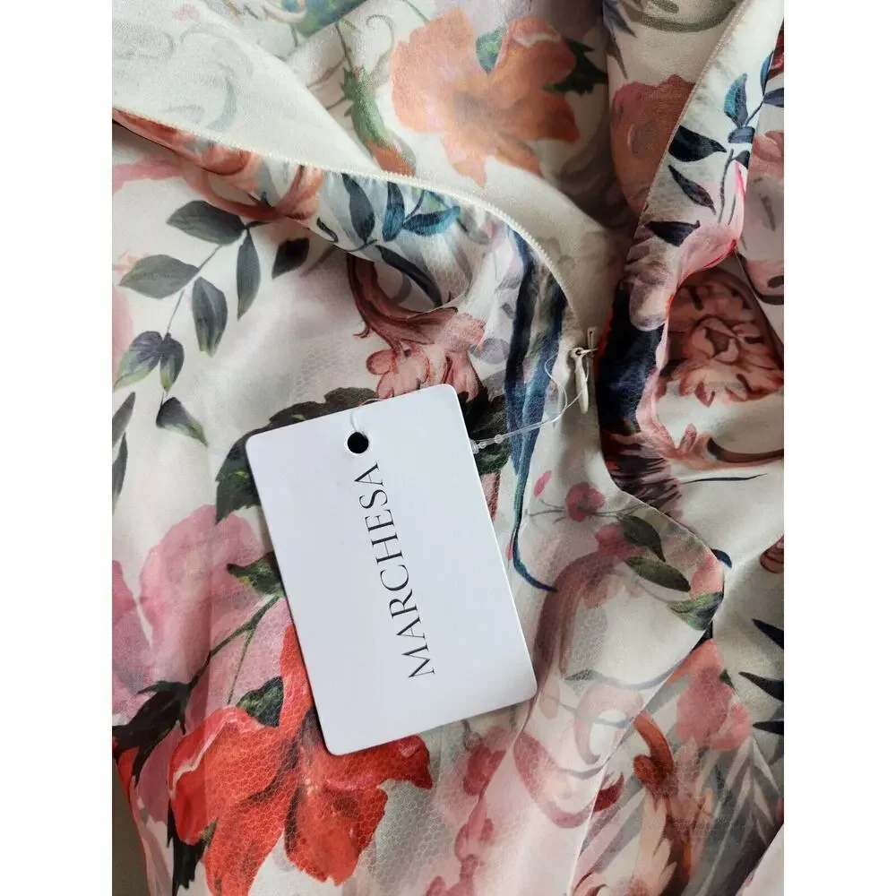 NWT Marchesa Notte Flared Floral Long-Sleeve Dress Size 8 #2N502 - Picture 10 of 14